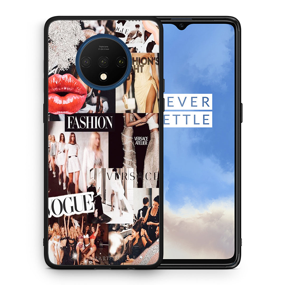 Θήκη Αγίου Βαλεντίνου OnePlus 7T Collage Fashion από τη Smartfits με σχέδιο στο πίσω μέρος και μαύρο περίβλημα | OnePlus 7T Collage Fashion case with colorful back and black bezels