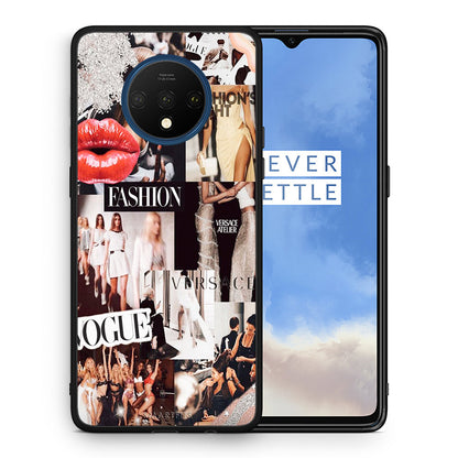 Θήκη Αγίου Βαλεντίνου OnePlus 7T Collage Fashion από τη Smartfits με σχέδιο στο πίσω μέρος και μαύρο περίβλημα | OnePlus 7T Collage Fashion case with colorful back and black bezels