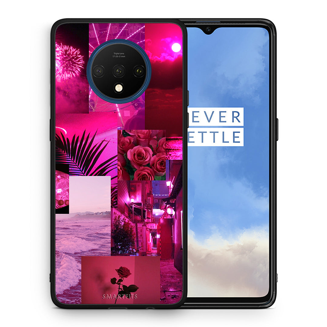 Θήκη Αγίου Βαλεντίνου OnePlus 7T Collage Red Roses από τη Smartfits με σχέδιο στο πίσω μέρος και μαύρο περίβλημα | OnePlus 7T Collage Red Roses case with colorful back and black bezels