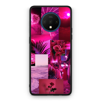 OnePlus 7T Collage Red Roses Θήκη Αγίου Βαλεντίνου από τη Smartfits με σχέδιο στο πίσω μέρος και μαύρο περίβλημα | Smartphone case with colorful back and black bezels by Smartfits