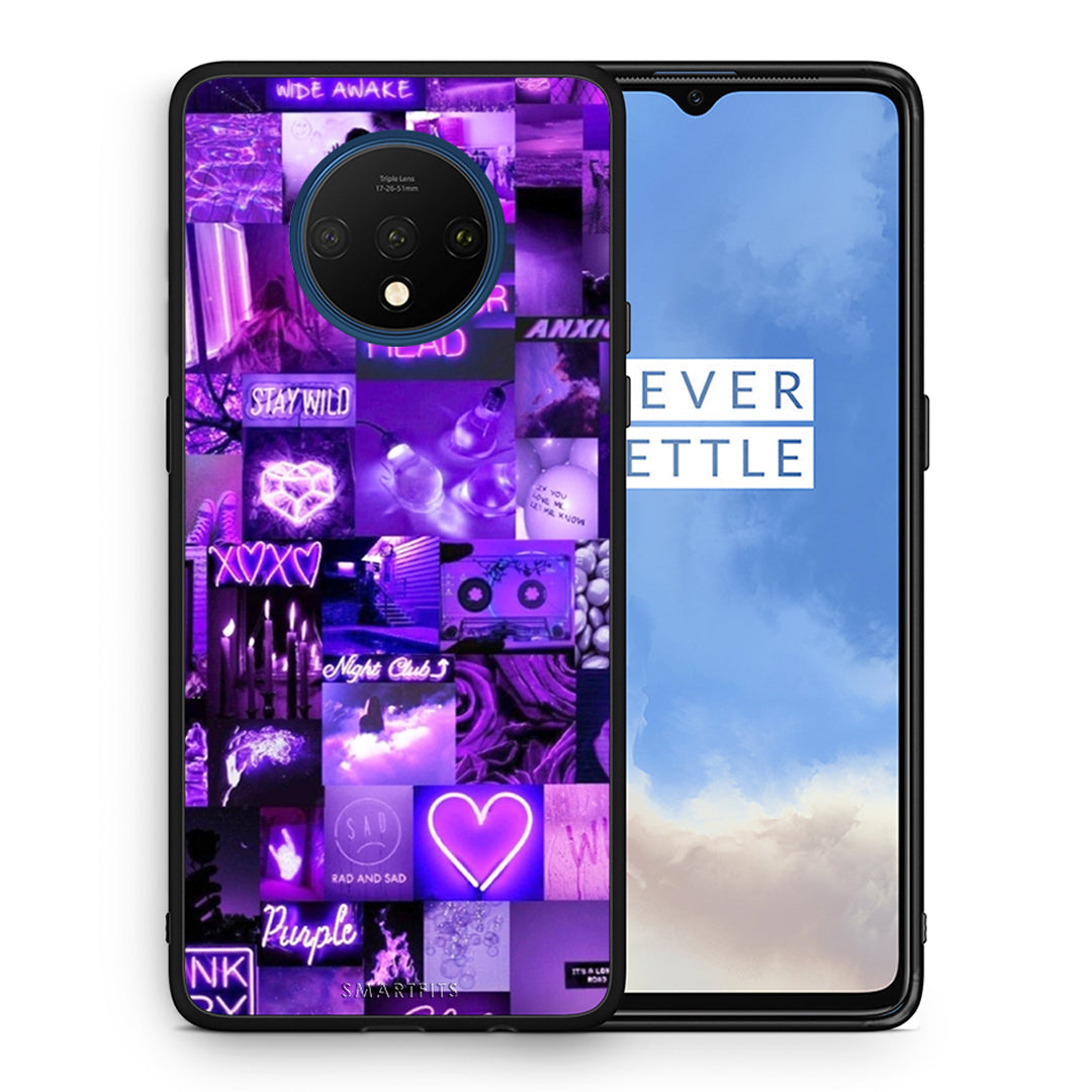 Θήκη Αγίου Βαλεντίνου OnePlus 7T Collage Stay Wild από τη Smartfits με σχέδιο στο πίσω μέρος και μαύρο περίβλημα | OnePlus 7T Collage Stay Wild case with colorful back and black bezels