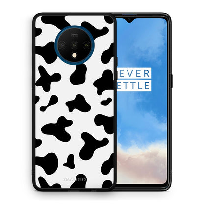 Θήκη OnePlus 7T Cow Print από τη Smartfits με σχέδιο στο πίσω μέρος και μαύρο περίβλημα | OnePlus 7T Cow Print case with colorful back and black bezels