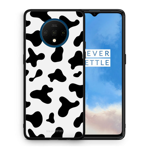 Θήκη OnePlus 7T Cow Print από τη Smartfits με σχέδιο στο πίσω μέρος και μαύρο περίβλημα | OnePlus 7T Cow Print case with colorful back and black bezels