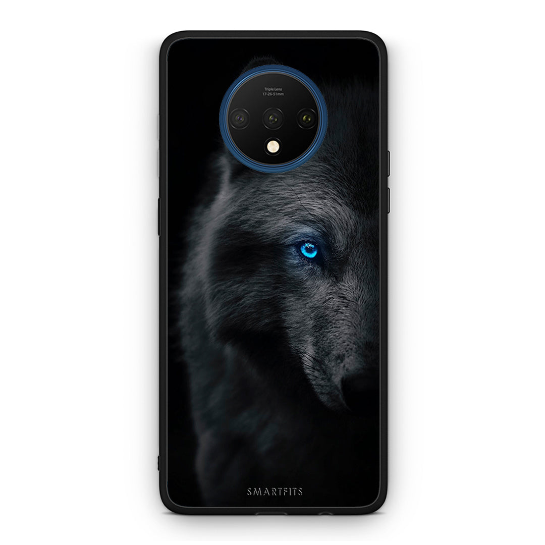 OnePlus 7T Dark Wolf θήκη από τη Smartfits με σχέδιο στο πίσω μέρος και μαύρο περίβλημα | Smartphone case with colorful back and black bezels by Smartfits