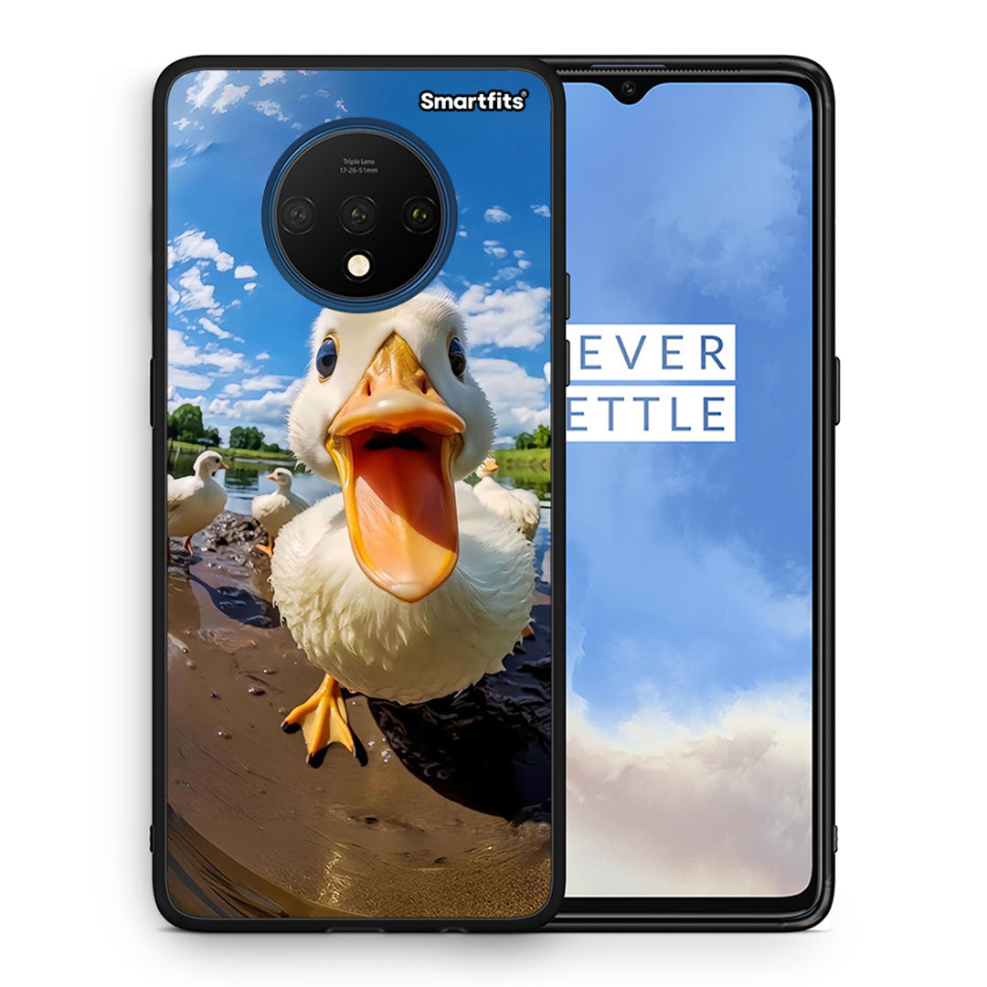 Θήκη OnePlus 7T Duck Face από τη Smartfits με σχέδιο στο πίσω μέρος και μαύρο περίβλημα | OnePlus 7T Duck Face case with colorful back and black bezels