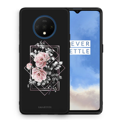 Θήκη OnePlus 7T Frame Flower από τη Smartfits με σχέδιο στο πίσω μέρος και μαύρο περίβλημα | OnePlus 7T Frame Flower case with colorful back and black bezels