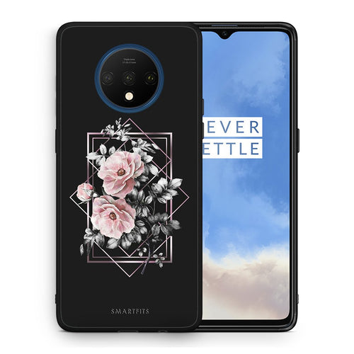 Θήκη OnePlus 7T Frame Flower από τη Smartfits με σχέδιο στο πίσω μέρος και μαύρο περίβλημα | OnePlus 7T Frame Flower case with colorful back and black bezels