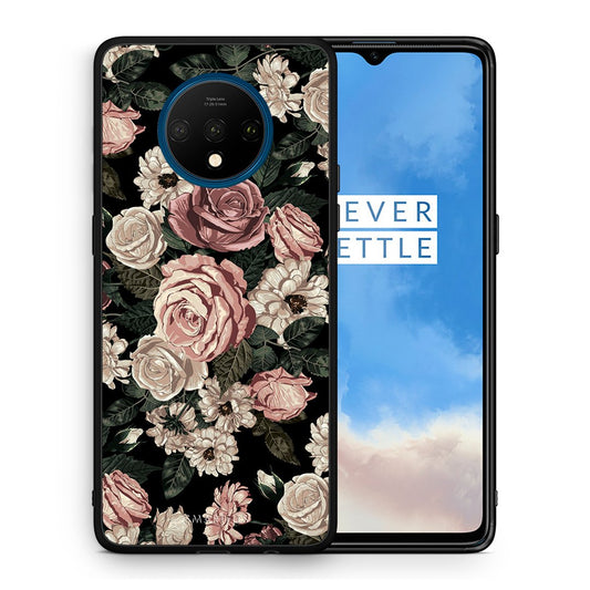 Θήκη OnePlus 7T Wild Roses Flower από τη Smartfits με σχέδιο στο πίσω μέρος και μαύρο περίβλημα | OnePlus 7T Wild Roses Flower case with colorful back and black bezels