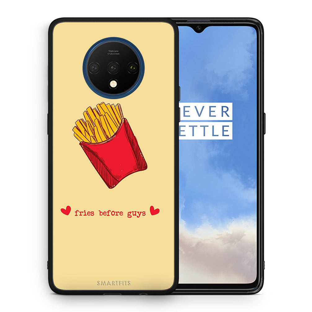 Θήκη Αγίου Βαλεντίνου OnePlus 7T Fries Before Guys από τη Smartfits με σχέδιο στο πίσω μέρος και μαύρο περίβλημα | OnePlus 7T Fries Before Guys case with colorful back and black bezels