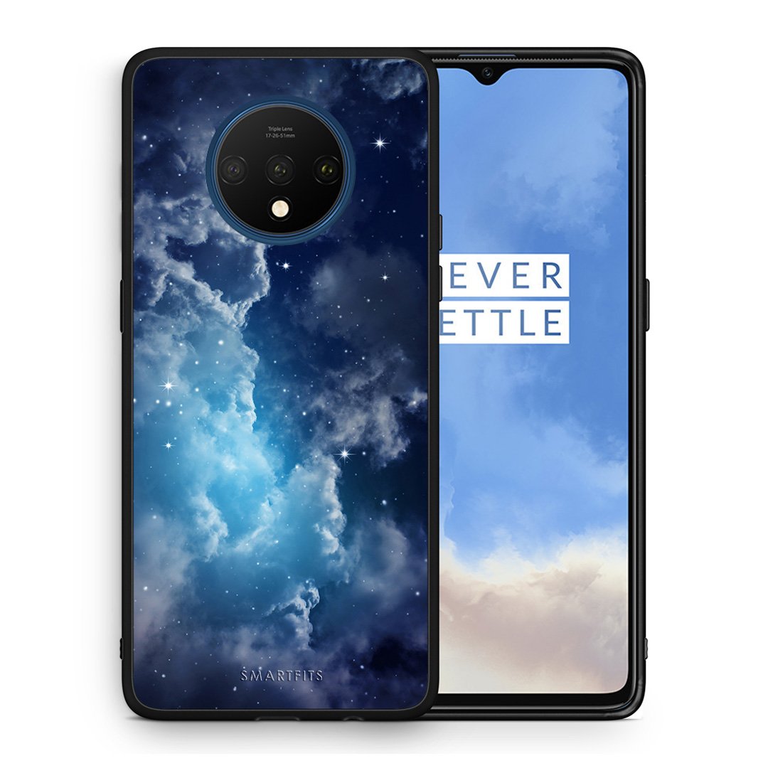 Θήκη OnePlus 7T Blue Sky Galaxy από τη Smartfits με σχέδιο στο πίσω μέρος και μαύρο περίβλημα | OnePlus 7T Blue Sky Galaxy case with colorful back and black bezels