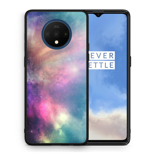Θήκη OnePlus 7T Rainbow Galaxy από τη Smartfits με σχέδιο στο πίσω μέρος και μαύρο περίβλημα | OnePlus 7T Rainbow Galaxy case with colorful back and black bezels