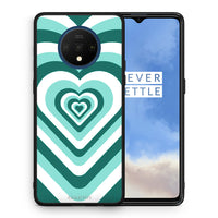Thumbnail for Θήκη OnePlus 7T Green Hearts από τη Smartfits με σχέδιο στο πίσω μέρος και μαύρο περίβλημα | OnePlus 7T Green Hearts case with colorful back and black bezels