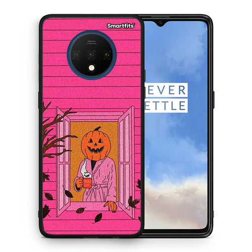 Θήκη OnePlus 7T Halloween Pumpkin Lady από τη Smartfits με σχέδιο στο πίσω μέρος και μαύρο περίβλημα | OnePlus 7T Halloween Pumpkin Lady case with colorful back and black bezels