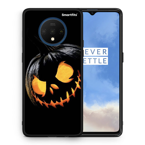 Θήκη OnePlus 7T Halloween Scary Pumpkin από τη Smartfits με σχέδιο στο πίσω μέρος και μαύρο περίβλημα | OnePlus 7T Halloween Scary Pumpkin case with colorful back and black bezels