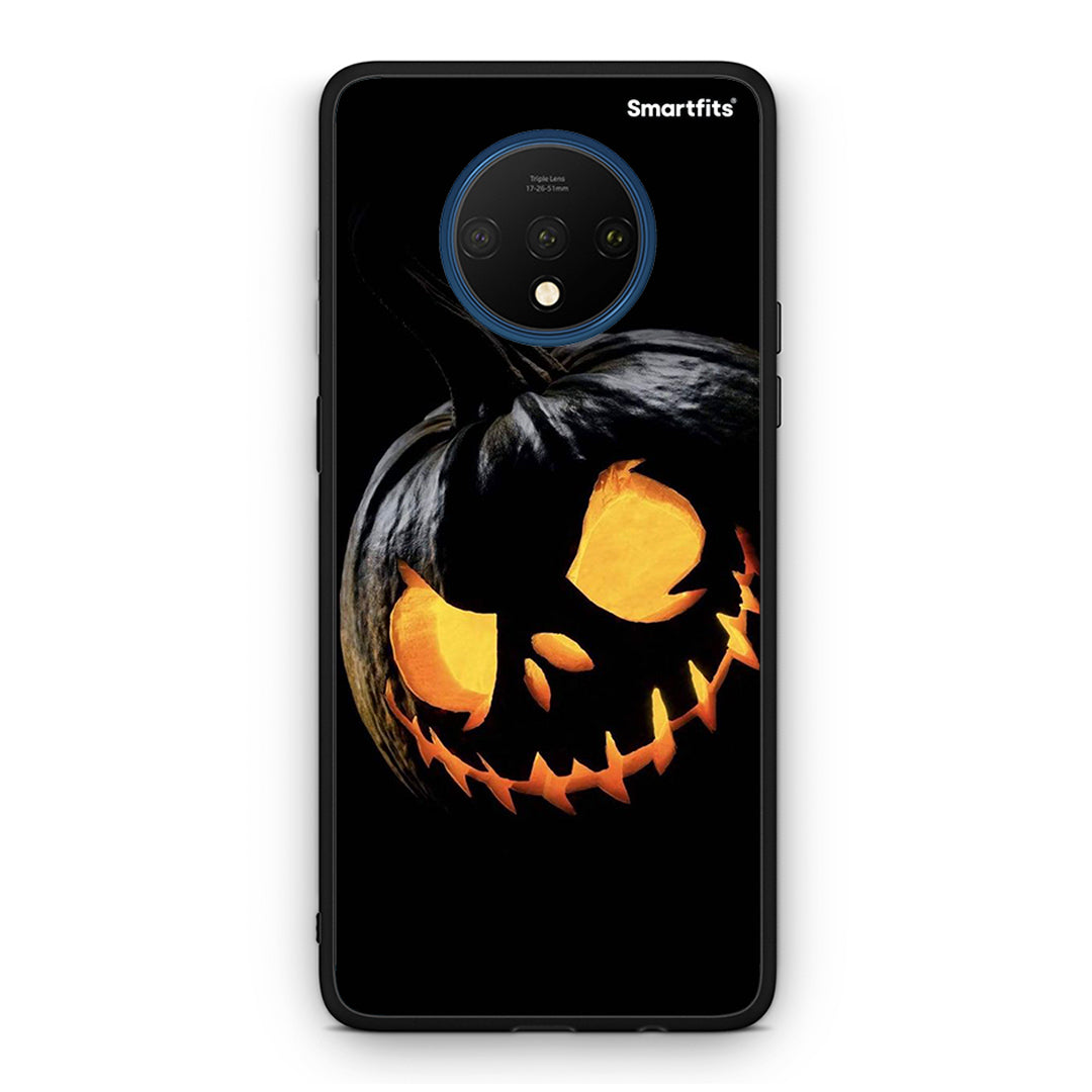 OnePlus 7T Halloween Scary Pumpkin Θήκη από τη Smartfits με σχέδιο στο πίσω μέρος και μαύρο περίβλημα | Smartphone case with colorful back and black bezels by Smartfits