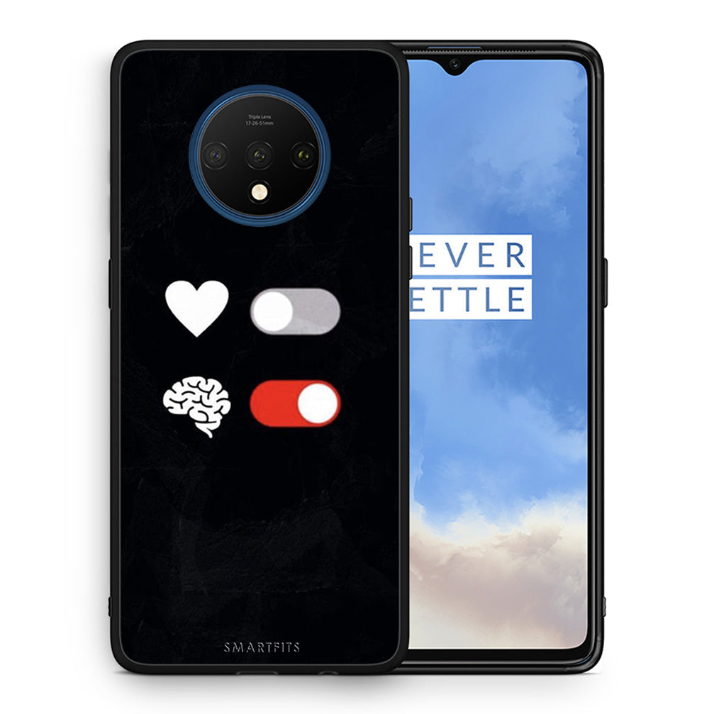 Θήκη Αγίου Βαλεντίνου OnePlus 7T Heart Vs Brain από τη Smartfits με σχέδιο στο πίσω μέρος και μαύρο περίβλημα | OnePlus 7T Heart Vs Brain case with colorful back and black bezels