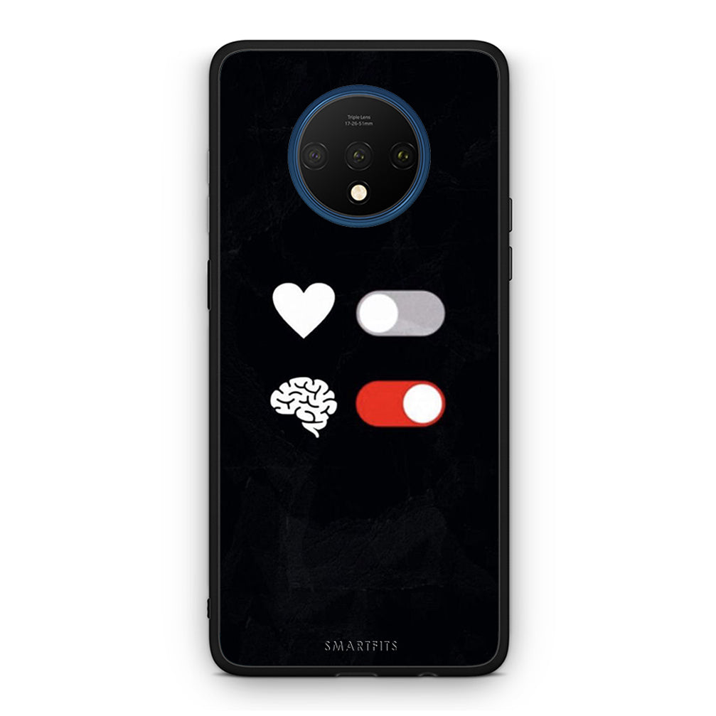 OnePlus 7T Heart Vs Brain Θήκη Αγίου Βαλεντίνου από τη Smartfits με σχέδιο στο πίσω μέρος και μαύρο περίβλημα | Smartphone case with colorful back and black bezels by Smartfits