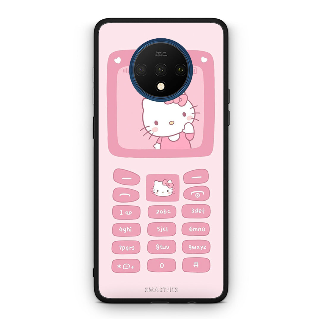 OnePlus 7T Hello Kitten Θήκη Αγίου Βαλεντίνου από τη Smartfits με σχέδιο στο πίσω μέρος και μαύρο περίβλημα | Smartphone case with colorful back and black bezels by Smartfits