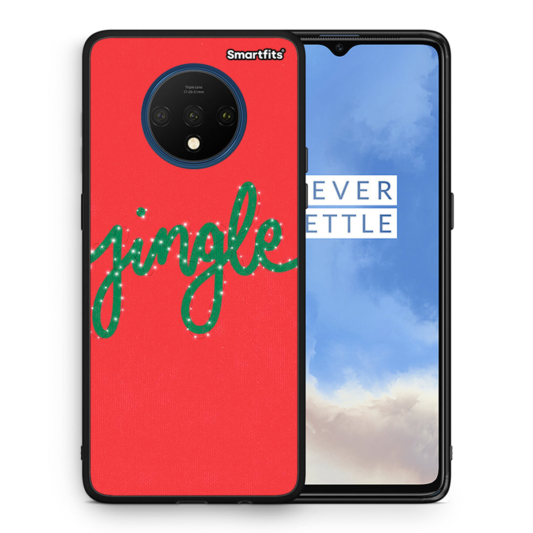 Θήκη OnePlus 7T Jingle Xmas από τη Smartfits με σχέδιο στο πίσω μέρος και μαύρο περίβλημα | OnePlus 7T Jingle Xmas case with colorful back and black bezels