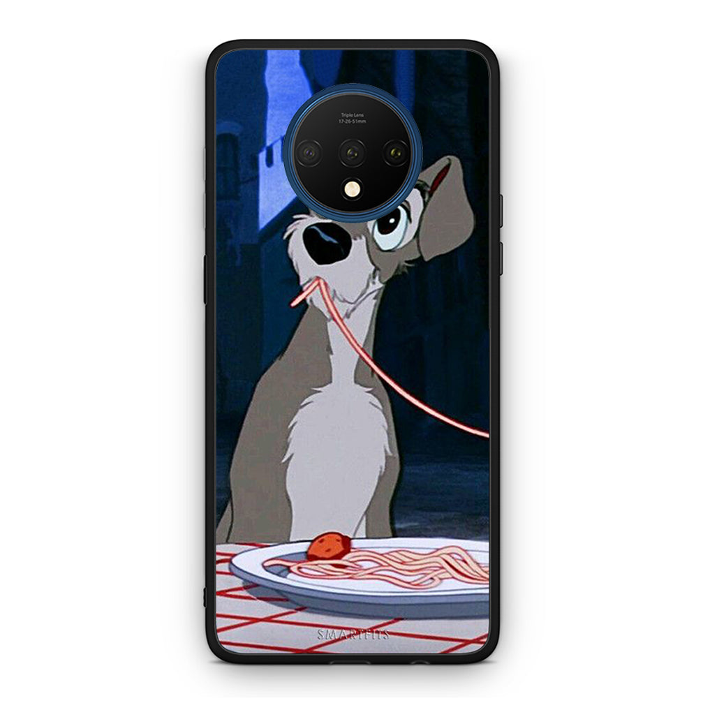OnePlus 7T Lady And Tramp 1 Θήκη Αγίου Βαλεντίνου από τη Smartfits με σχέδιο στο πίσω μέρος και μαύρο περίβλημα | Smartphone case with colorful back and black bezels by Smartfits
