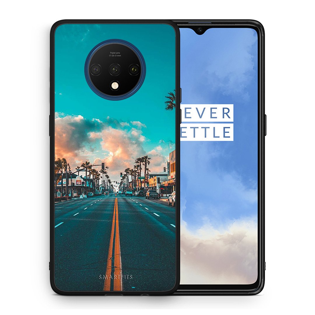 Θήκη OnePlus 7T City Landscape από τη Smartfits με σχέδιο στο πίσω μέρος και μαύρο περίβλημα | OnePlus 7T City Landscape case with colorful back and black bezels
