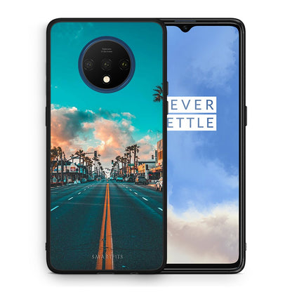 Θήκη OnePlus 7T City Landscape από τη Smartfits με σχέδιο στο πίσω μέρος και μαύρο περίβλημα | OnePlus 7T City Landscape case with colorful back and black bezels