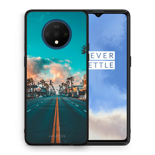 Θήκη OnePlus 7T City Landscape από τη Smartfits με σχέδιο στο πίσω μέρος και μαύρο περίβλημα | OnePlus 7T City Landscape case with colorful back and black bezels