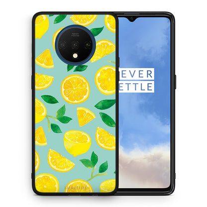 Θήκη OnePlus 7T Lemons από τη Smartfits με σχέδιο στο πίσω μέρος και μαύρο περίβλημα | OnePlus 7T Lemons case with colorful back and black bezels