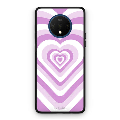 OnePlus 7T Lilac Hearts θήκη από τη Smartfits με σχέδιο στο πίσω μέρος και μαύρο περίβλημα | Smartphone case with colorful back and black bezels by Smartfits