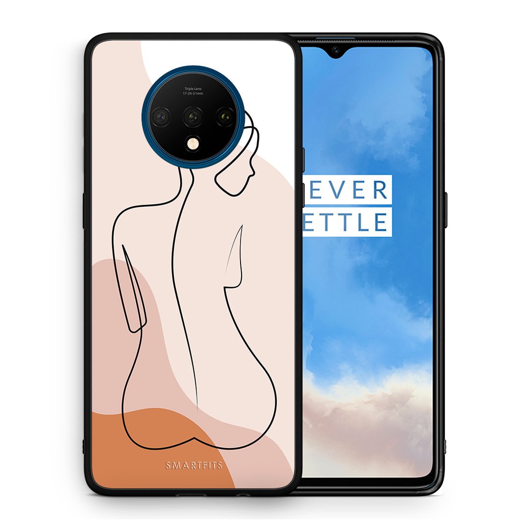 Θήκη OnePlus 7T LineArt Woman από τη Smartfits με σχέδιο στο πίσω μέρος και μαύρο περίβλημα | OnePlus 7T LineArt Woman case with colorful back and black bezels