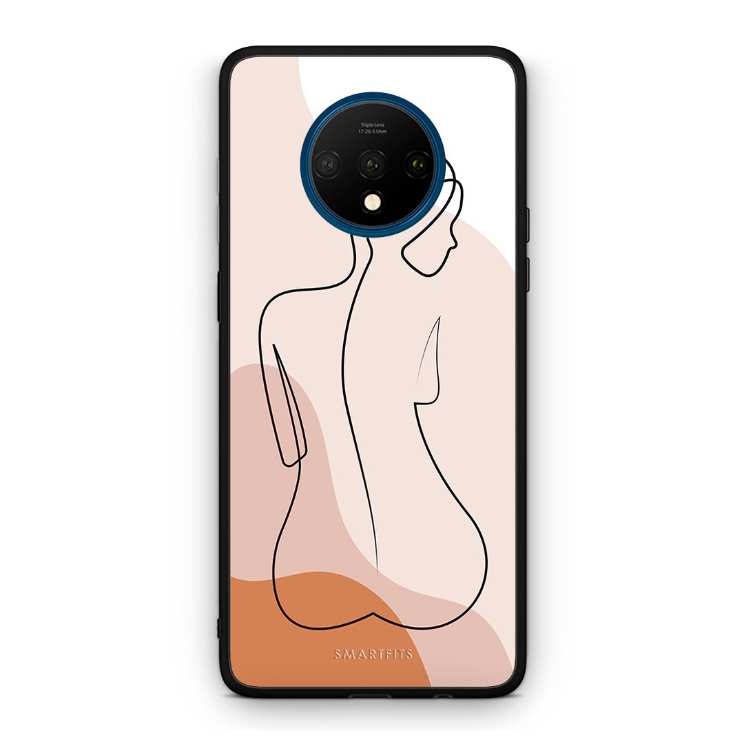 OnePlus 7T LineArt Woman θήκη από τη Smartfits με σχέδιο στο πίσω μέρος και μαύρο περίβλημα | Smartphone case with colorful back and black bezels by Smartfits