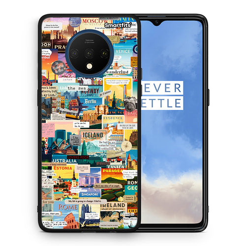Θήκη OnePlus 7T Live To Travel από τη Smartfits με σχέδιο στο πίσω μέρος και μαύρο περίβλημα | OnePlus 7T Live To Travel case with colorful back and black bezels