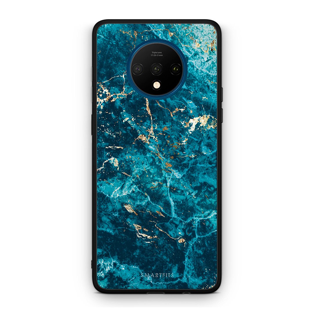 OnePlus 7T Marble Blue θήκη από τη Smartfits με σχέδιο στο πίσω μέρος και μαύρο περίβλημα | Smartphone case with colorful back and black bezels by Smartfits