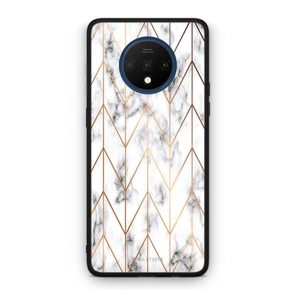44 - OnePlus 7T  Gold Geometric Marble case, cover, bumper