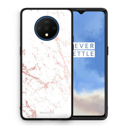 Θήκη OnePlus 7T Pink Splash Marble από τη Smartfits με σχέδιο στο πίσω μέρος και μαύρο περίβλημα | OnePlus 7T Pink Splash Marble case with colorful back and black bezels
