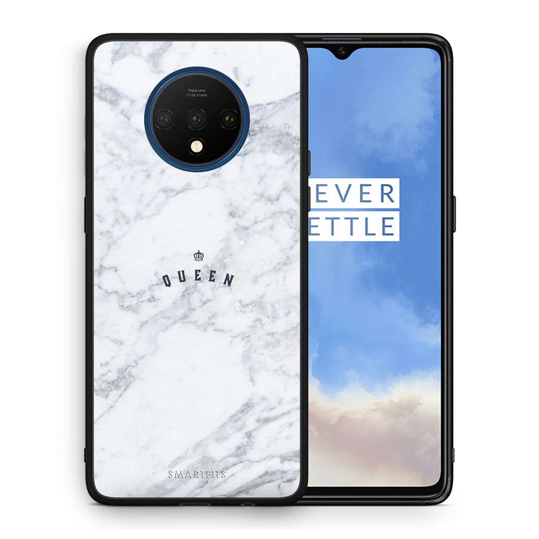 Θήκη OnePlus 7T Queen Marble από τη Smartfits με σχέδιο στο πίσω μέρος και μαύρο περίβλημα | OnePlus 7T Queen Marble case with colorful back and black bezels