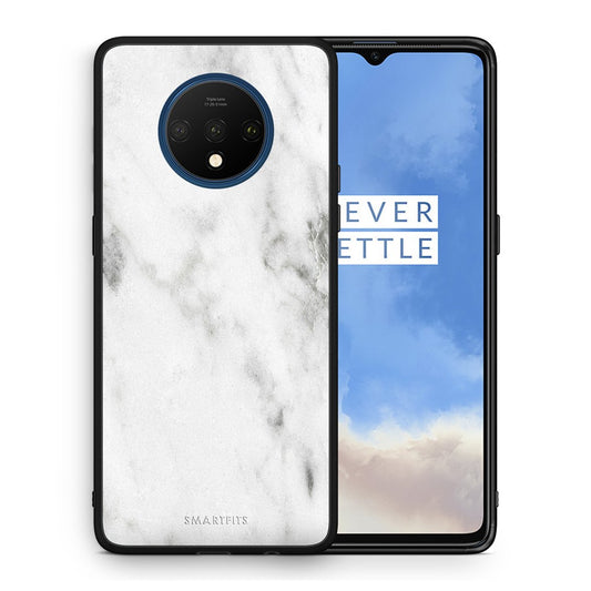 Θήκη OnePlus 7T White Marble από τη Smartfits με σχέδιο στο πίσω μέρος και μαύρο περίβλημα | OnePlus 7T White Marble case with colorful back and black bezels