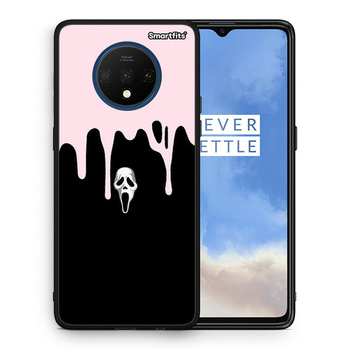 Θήκη OnePlus 7T Melting Halloween Mask από τη Smartfits με σχέδιο στο πίσω μέρος και μαύρο περίβλημα | OnePlus 7T Melting Halloween Mask case with colorful back and black bezels