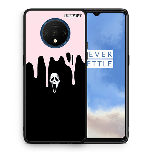Θήκη OnePlus 7T Melting Halloween Mask από τη Smartfits με σχέδιο στο πίσω μέρος και μαύρο περίβλημα | OnePlus 7T Melting Halloween Mask case with colorful back and black bezels