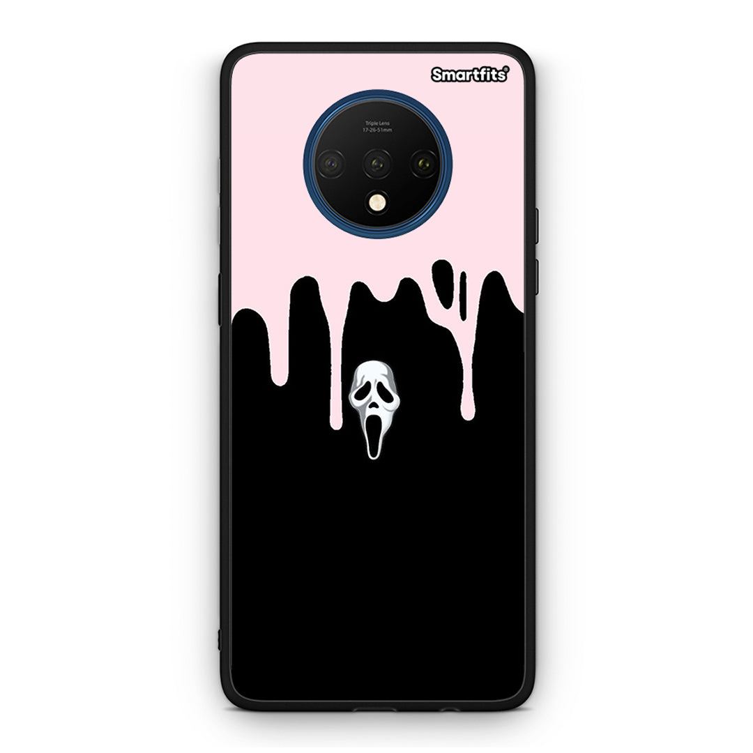 OnePlus 7T Melting Halloween Mask Θήκη από τη Smartfits με σχέδιο στο πίσω μέρος και μαύρο περίβλημα | Smartphone case with colorful back and black bezels by Smartfits
