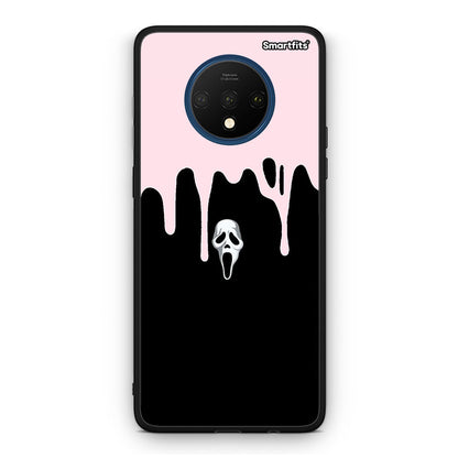 OnePlus 7T Melting Halloween Mask Θήκη από τη Smartfits με σχέδιο στο πίσω μέρος και μαύρο περίβλημα | Smartphone case with colorful back and black bezels by Smartfits