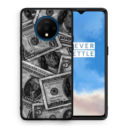 Θήκη OnePlus 7T Money Dollars από τη Smartfits με σχέδιο στο πίσω μέρος και μαύρο περίβλημα | OnePlus 7T Money Dollars case with colorful back and black bezels
