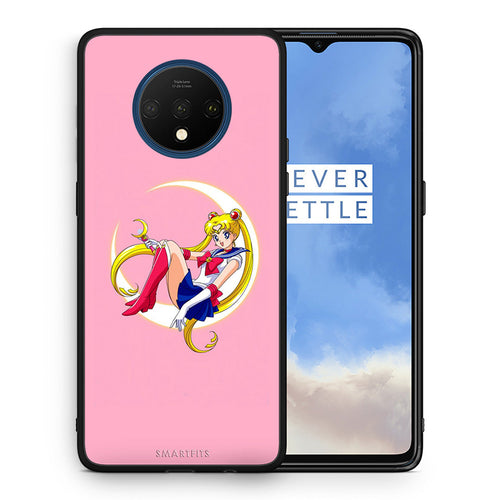 Θήκη OnePlus 7T Moon Girl από τη Smartfits με σχέδιο στο πίσω μέρος και μαύρο περίβλημα | OnePlus 7T Moon Girl case with colorful back and black bezels