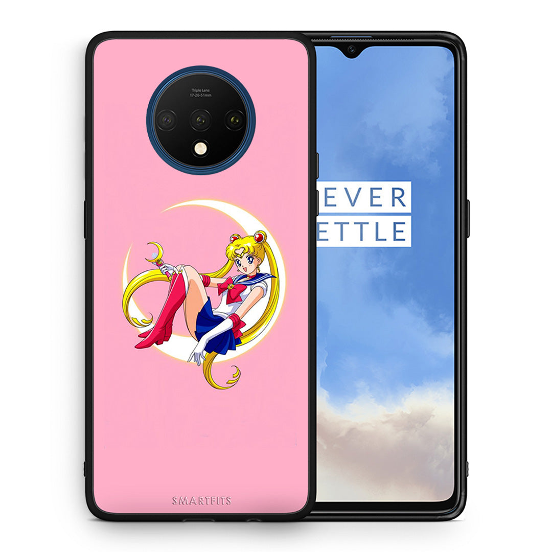 Θήκη OnePlus 7T Moon Girl από τη Smartfits με σχέδιο στο πίσω μέρος και μαύρο περίβλημα | OnePlus 7T Moon Girl case with colorful back and black bezels