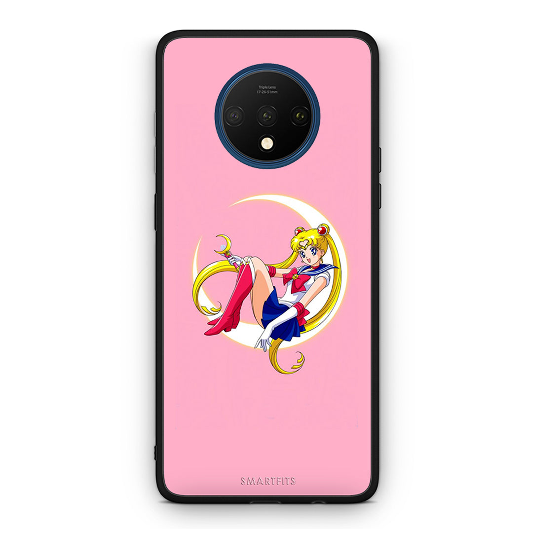 OnePlus 7T Moon Girl θήκη από τη Smartfits με σχέδιο στο πίσω μέρος και μαύρο περίβλημα | Smartphone case with colorful back and black bezels by Smartfits