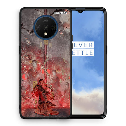 Θήκη OnePlus 7T Nezuko Kamado από τη Smartfits με σχέδιο στο πίσω μέρος και μαύρο περίβλημα | OnePlus 7T Nezuko Kamado case with colorful back and black bezels