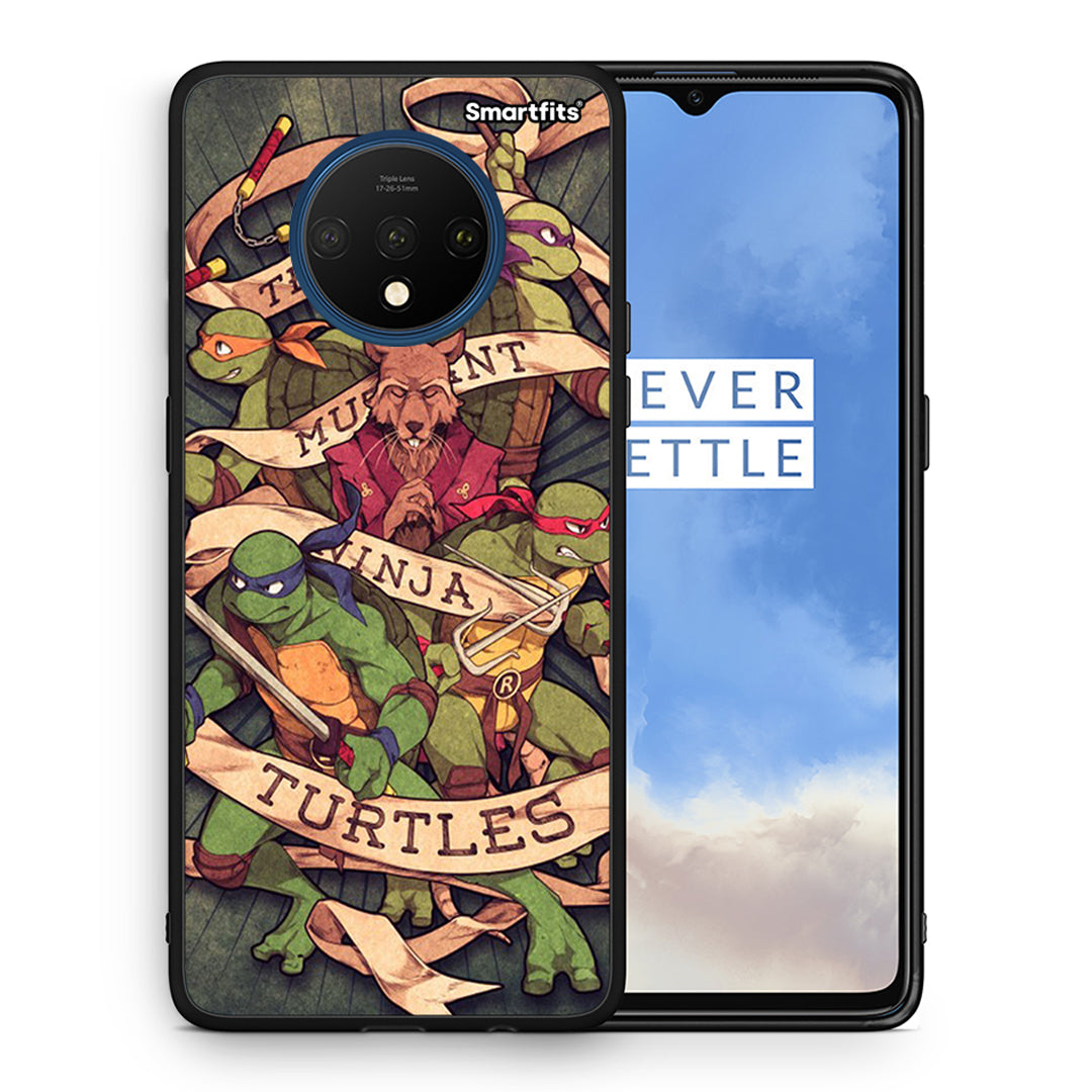 Θήκη OnePlus 7T Ninja Turtles από τη Smartfits με σχέδιο στο πίσω μέρος και μαύρο περίβλημα | OnePlus 7T Ninja Turtles case with colorful back and black bezels