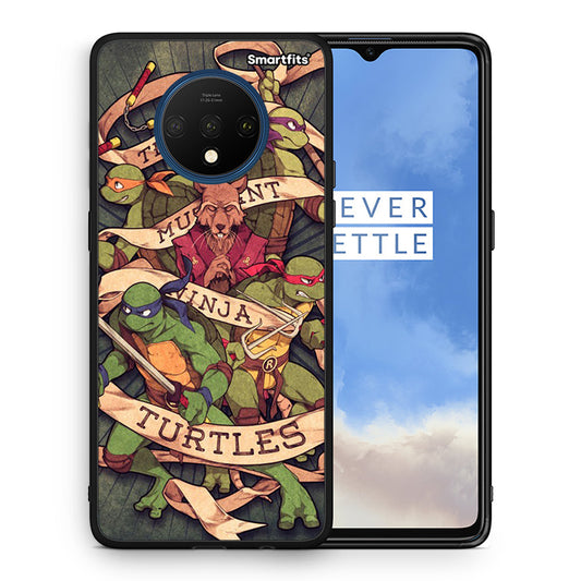 Θήκη OnePlus 7T Ninja Turtles από τη Smartfits με σχέδιο στο πίσω μέρος και μαύρο περίβλημα | OnePlus 7T Ninja Turtles case with colorful back and black bezels