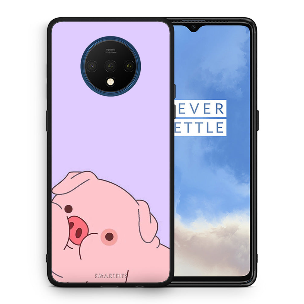 Θήκη Αγίου Βαλεντίνου OnePlus 7T Pig Love 2 από τη Smartfits με σχέδιο στο πίσω μέρος και μαύρο περίβλημα | OnePlus 7T Pig Love 2 case with colorful back and black bezels