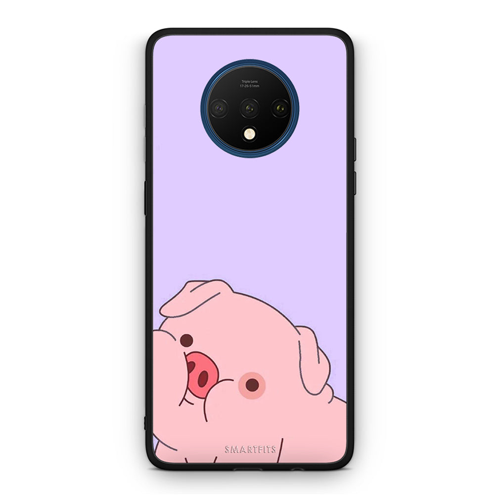 OnePlus 7T Pig Love 2 Θήκη Αγίου Βαλεντίνου από τη Smartfits με σχέδιο στο πίσω μέρος και μαύρο περίβλημα | Smartphone case with colorful back and black bezels by Smartfits